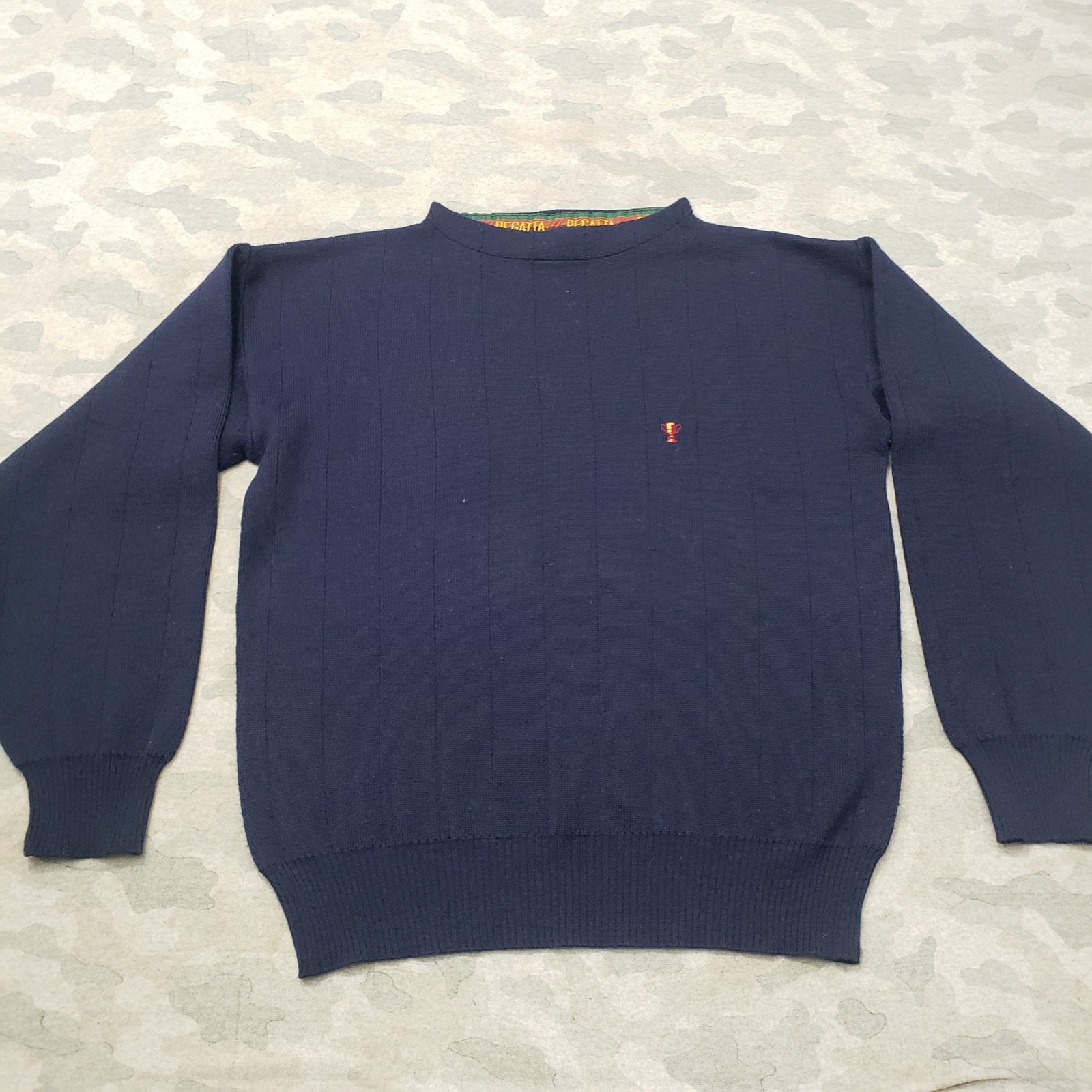 Vintage Regatta Sport Sweater Mens Large Blue Wool Pullover Crew Neck